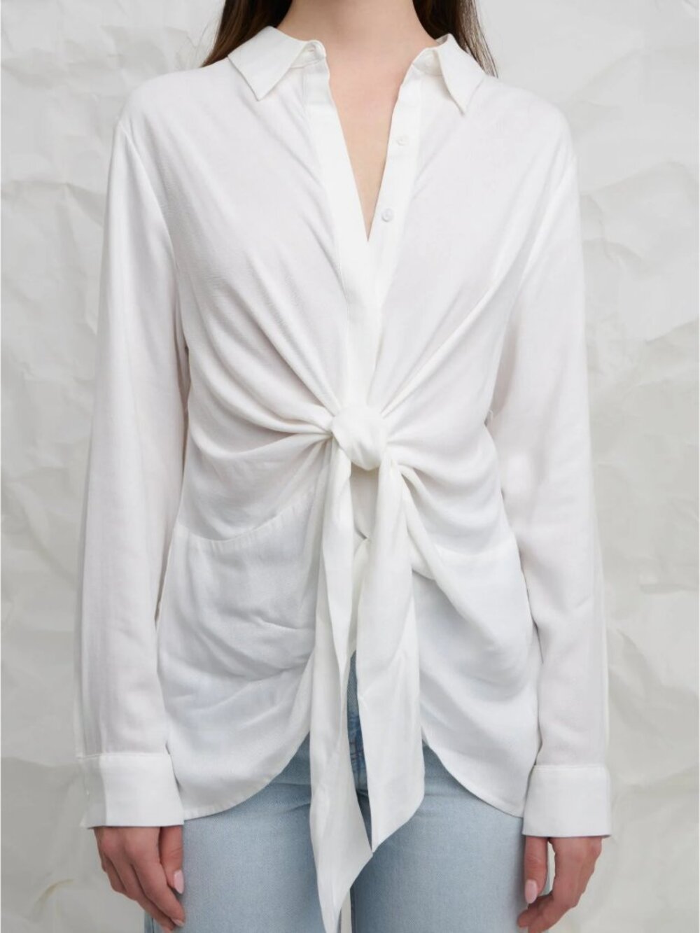 English Factory Front Tie Oversized Collared Top Size M